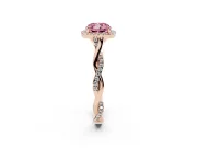 Cushion Cut Twist Halo Engagement Ring Setting for a Fancy Pink Lab-Grown Diamond | Rose Gold