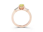 Pear-Shaped Three-Stone Engagement Ring Setting for a Fancy Yellow Lab-Grown Diamond | Tapered Baguettes | Rose Gold