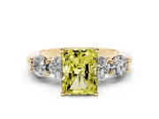 Radiant Cut Five Stone Engagement Ring Setting for a Fancy Yellow Lab-Grown Diamond | Plain Band | Yellow Gold