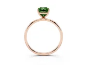 Fancy Green Radiant Cut Diamond Solitaire Engagement Ring Set in Rose gold with Thin Band and Prong Setting