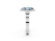 Fancy Blue Marquise Cut Diamond Halo Ring Set in White gold with Pavé-Lined Split Shank Band