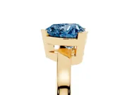 Heart-Shaped Solitaire Engagement Ring Setting for a Fancy Blue Lab-Grown Diamond | Flat Tab Prongs | Yellow Gold