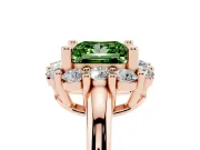 Princess Cut Cluster Halo Engagement Ring Setting for a Fancy Green Lab-Grown Diamond | Large Round Accents | Rose Gold