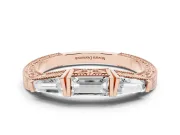 Baguette Diamond Milgrain Band Set in Rose gold with Channel V-Prong Setting