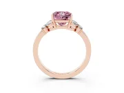 Fancy Pink Princess Cut Diamond Solitaire Floral Ring Set in Rose gold with Marquise Petals and Prong Setting