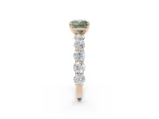 Cushion Cut Side Stone Engagement Ring Setting for a Fancy Green Lab-Grown Diamond | Scalloped Prong Accents | Rose Gold