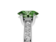Oval Vintage Hidden Halo Engagement Ring Setting for a Fancy Green Lab-Grown Diamond | Milgrain Pave Band | Platinum