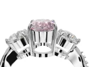 Oval Three Stone Engagement Ring Setting for a Fancy Pink Lab-Grown Diamond | Tapered Pave Band | Sterling Silver