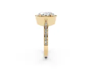 Oval Vintage Milgrain Halo Engagement Ring Setting | Side Stones and Pave | Yellow Gold