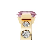 Emerald Cut Tension Style Engagement Ring Setting for a Fancy Pink Lab-Grown Diamond | Yellow Gold