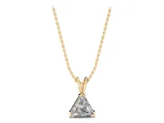 Trillion Lab-Grown Diamond Solitaire Pendant Necklace | V-Tip Corners | Yellow Gold
