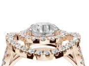 Round Double Halo Split Shank Engagement Ring Setting | Multi-Row Pavé | Rose Gold