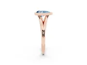 Fancy Blue Bezel Set Pear Cut Diamond Solitaire Ring Set in Rose gold with Tapered Band