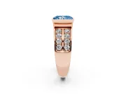 Radiant Cut Half Bezel Engagement Ring Setting for a Fancy Blue Lab-Grown Diamond | Double Row Channel Band | Rose Gold