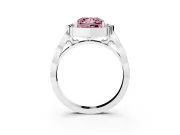 Fancy Pink Princess Cut Diamond Halo Engagement Ring Set in Silver with Milgrain Band and Prong Setting