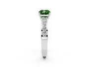 Fancy Green Cushion Cut Diamond Solitaire Ring Set in White gold with Channel-Set Band and Prong Setting