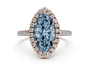 Marquise Raised Halo Engagement Ring Setting for a Fancy Blue Lab-Grown Diamond | Rose Gold