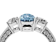 Pear-Shaped Three Stone Engagement Ring Setting for a Fancy Blue Lab-Grown Diamond | Graduated Pave Band | Platinum