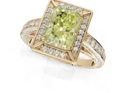 Radiant Cut Sectioned Halo Engagement Ring Setting for a Fancy Yellow Lab-Grown Diamond | Yellow Gold