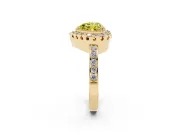Heart-Shaped Milgrain Halo Engagement Ring Setting for a Fancy Yellow Lab-Grown Diamond | Pavé Shoulders | Yellow Gold
