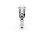 Asscher Cut Halo Engagement Ring Setting | Two-Row Pave Split Shank | White Gold