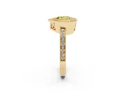 Fancy Yellow Heart Cut Diamond Halo Ring Set in Yellow gold with Pavé Band and Milgrain-Edged Prongs