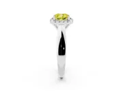 Cushion Cut Halo Engagement Ring Setting for a Fancy Yellow Lab-Grown Diamond | Square Profile Band | Platinum