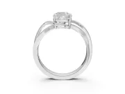 Cushion Cut Bypass Solitaire Engagement Ring Setting | Pavé and Plain Strands | Sterling Silver