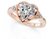 Heart-Shaped Milgrain Frame Engagement Ring Setting | Accent Clusters | Rose Gold