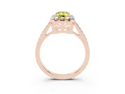 Emerald Cut Floral Halo Engagement Ring Setting for a Fancy Yellow Lab-Grown Diamond | Large Round Accents | Rose Gold
