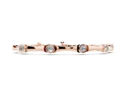 Round Lab-Grown Diamond Bezel Station Bamboo Link Bracelet | Hinged Links | Rose Gold
