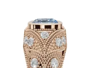 Asscher Cut Vintage Bezel Engagement Ring Setting for a Fancy Blue Lab-Grown Diamond | Rose Gold