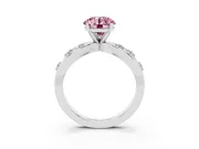 Round Loop Engagement Ring Setting for a Fancy Pink Lab-Grown Diamond | Scattered Accents | Platinum