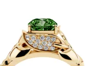 Cushion Cut Leaf Bypass Engagement Ring Setting for a Fancy Green Lab-Grown Diamond | Yellow Gold