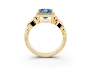 Princess Cut Floral Halo Engagement Ring Setting for a Fancy Blue Lab-Grown Diamond | Yellow Gold