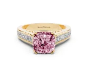 Cushion Cut Channel Engagement Ring Setting for a Fancy Pink Lab-Grown Diamond | Yellow Gold - Design NV-24671