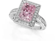 Radiant Cut Sectioned Halo Engagement Ring Setting for a Fancy Pink Lab-Grown Diamond | Sterling Silver