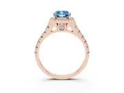 Cushion Cut Accented Halo Engagement Ring Setting for a Fancy Blue Lab-Grown Diamond | Rose Gold