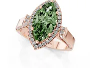 Marquise Halo Engagement Ring Setting for a Fancy Green Lab-Grown Diamond | Pavé Panel Shoulders | Rose Gold
