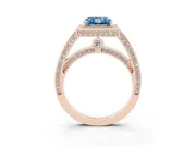 Princess Cut Sectioned Halo Engagement Ring Setting for a Fancy Blue Lab-Grown Diamond | Rose Gold