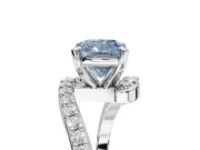 Cushion Cut Bypass Pavé Engagement Ring Setting for a Fancy Blue Lab-Grown Diamond | Platinum