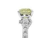 Cushion Cut Pavé Solitaire Engagement Ring Setting for a Fancy Yellow Lab-Grown Diamond | Crossover Gallery | White Gold