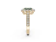 Emerald Cut Vintage Halo Engagement Ring Setting for a Fancy Green Lab-Grown Diamond | Yellow Gold