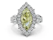 Marquise Halo Engagement Ring Setting for a Fancy Yellow Lab-Grown Diamond | Graduated Channel Band | Platinum