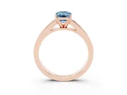 Fancy Blue Emerald Cut Diamond Solitaire Ring Set in Rose gold with Channel-Set Band and Prong Setting