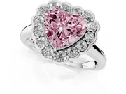 Heart-Shaped Scalloped Cluster Halo Engagement Ring Setting for a Fancy Pink Lab-Grown Diamond | Plain Band | Platinum