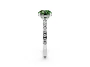 Round Hidden Halo Solitaire Engagement Ring Setting for a Fancy Green Lab-Grown Diamond | Pave Band | Platinum