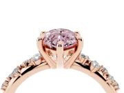 Fancy Pink Marquise Cut Diamond Solitaire Vine Band Ring Set in Rose gold with Round Accents and Prong Setting