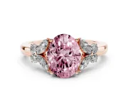 Oval Floral Engagement Ring Setting for a Fancy Pink Lab-Grown Diamond | Petal Shoulders | Rose Gold