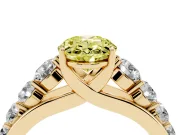 Oval Graduated Side Stone Engagement Ring Setting for a Fancy Yellow Lab-Grown Diamond | Flat Top Band | Yellow Gold
